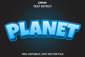 efecto de texto de planeta en color azul para promoción