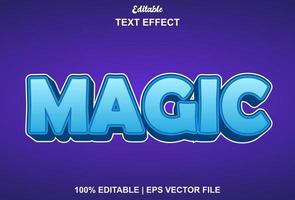 efecto de texto mágico con estilo 3d de color azul. vector