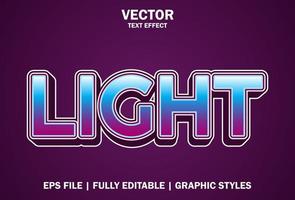 light text effect with purple color 3d style. vector
