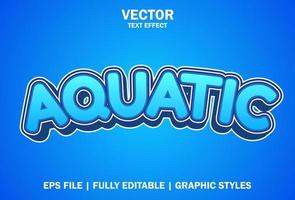aquatic text effect with blue color 3d style. vector