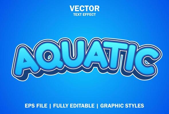 aquatic text effect with blue color 3d style.