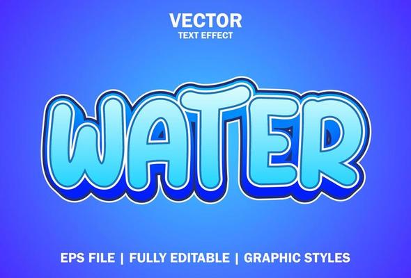 water text effect with blue color 3d style.