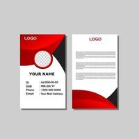 ID card template design in red and black. vector