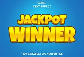 winner jackpot text effect in yellow and blue. vector
