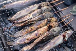 Catfish grilled on a charcoal stove. photo