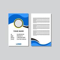 diseño de tarjeta de identificación de color azul con estilo abstracto para oficina. vector