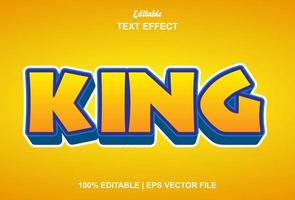 efecto de texto rey con estilo 3d de color amarillo.