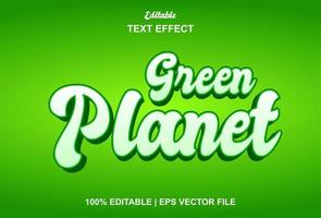 efecto de texto de planeta verde sobre fondo de color verde editable.