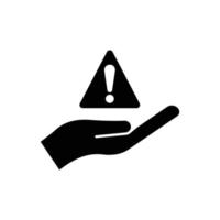 Hand icon with exclamation. suitable for warning symbol, notification. solid icon style. simple design editable. Design template vector