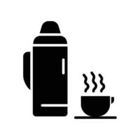 termo de agua caliente y vector de icono de taza de café. bebida caliente. estilo de icono sólido, glifo. diseño simple editable. diseño simple ilustración