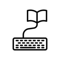 vector icon Input data online. keyboard, open book. Line icon style. Simple design illustration editable