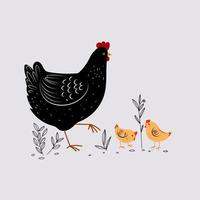 Hen,chicken,little chicken, character symbol logo vector illustration. Animal poultry farm character.