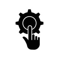 Gear icon with touch. hand. suitable for repair symbol, setting. solid icon style. simple design editable. Design template vector