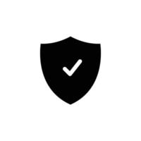 Shield icon with check mark. solid icon style. suitable for security symbol, done. simple design editable. Design template vector