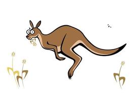 Cute cartoon kangaroo hopping with a straw vector