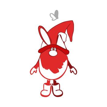 dwarf in a hat with rabbit ears vector