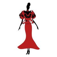 a girl in an evening red dress vector