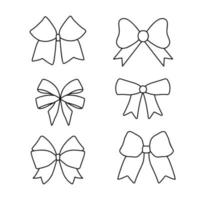 Set of graphical decorative bows. Outline ribbons isolated on a white background vector