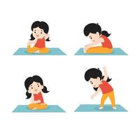 concepto de yoga de pose de meditación infantil vector