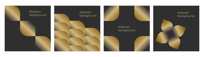 Set with gold elements. Background for social networks, presentation, website, post. Dark with gold abstract patterns. vector
