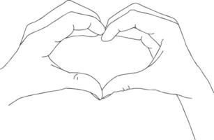 A heart from the hands, A sign of love, A drawing from the hands. Vector drawing of hands