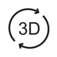 3D Rotation Line Icon vector