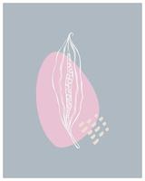 Boho style abstract background minimalism, doodle, grey and pink, decor. vector