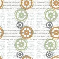 Pattern steampunk cogwheels gears text. White background. vector