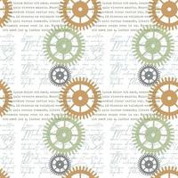 Pattern steampunk cogwheels gears text. White background. vector