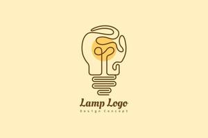 concepto de diseño de logotipo de lámpara de cerebro abstracto para elemento de plantilla de marca vector