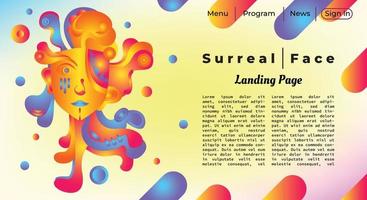 Dynamic surreal face landing page, copy space, poster, or banner vector