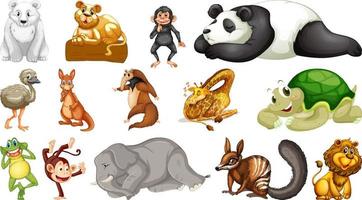 Wild animals set of white background vector