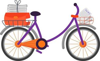 Post delivery bicycle semi flat color vector element