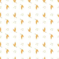 Seamless pattern with golden ear of wheat on white background. Print of grains for making flour, baking bread and other food. Vector flat illustration