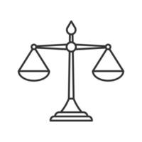 Justice scales linear icon. Thin line illustration. Equality. Judgement. Contour symbol. Vector isolated outline drawing