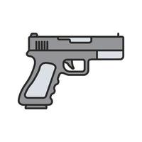 Gun, pistol color icon. Firearm. Isolated vector illustration