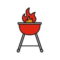 Kettle barbecue grill color icon. Isolated vector illustration
