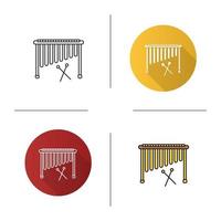 Marimba icon. Flat design, linear and color styles. Isolated vector illustrations