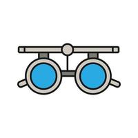 Eye exam glasses color icon. Optometry. Visual acuity testing. Isolated vector illustration