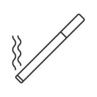 Burning cigarette linear icon. Thin line illustration. Smoking area. Contour symbol. Vector isolated outline drawing