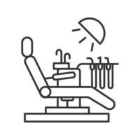 Dental chair linear icon. Thin line illustration. Contour symbol. Vector isolated outline drawing