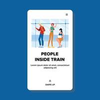 personas dentro del tren pasajeros que viajan ilustración vectorial vector