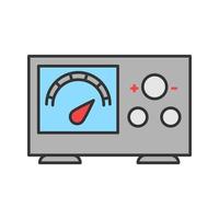 Tattoo power supply with voltage meter color icon. Isolated vector illustration