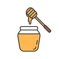 Honey jar with dipper color icon. Isolated vector illustration