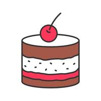 Tiramisu color icon. Cake with cherry. Isolated vector illustration