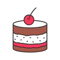 Tiramisu color icon. Cake with cherry. Isolated vector illustration