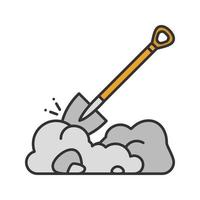 Digging shovel color icon. Spade. Isolated vector illustration