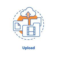Upload new files concept icon. Digital data storage idea thin line illustration. Vector isolated outline drawing