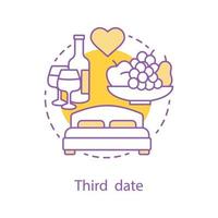 Third date concept icon. Passion idea thin line illustration. Romantic intimate relationships. Vector isolated outline drawing