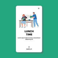 Lunch Time Have People At Restaurant Table Vector